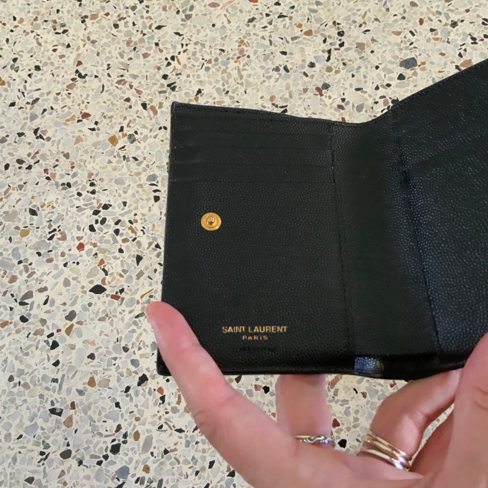 Saint Laurent Monogram YSL Black Grained Leather Ziptop Wallet - Picture 6 of 16